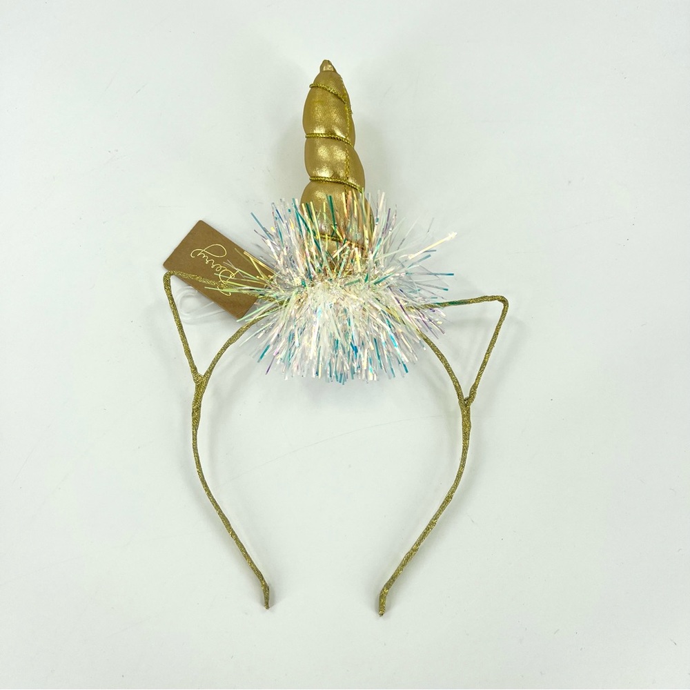 Nordstrom Berry Gold Metallic Tinsel Unicorn Headband NWT